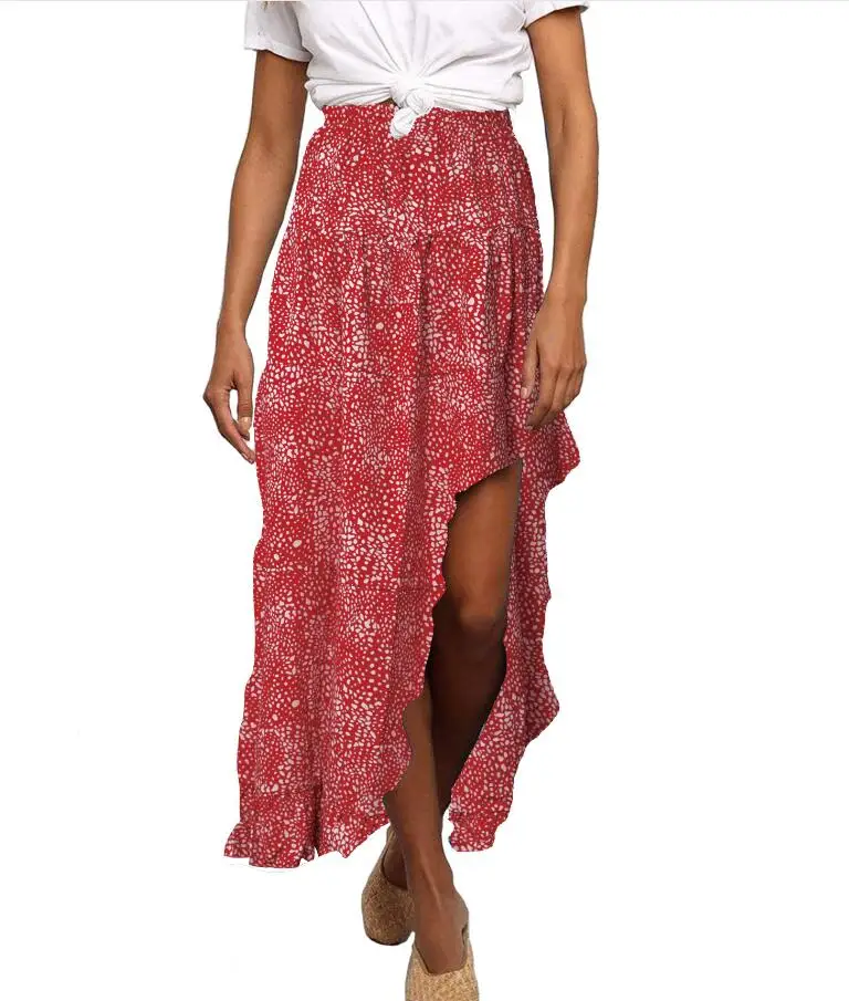 

Женская шифоновая юбка средней длины с принтом, Повседневная модная эластичная юбка богемная с высокой талией для пляжного отдыха, лето 2020