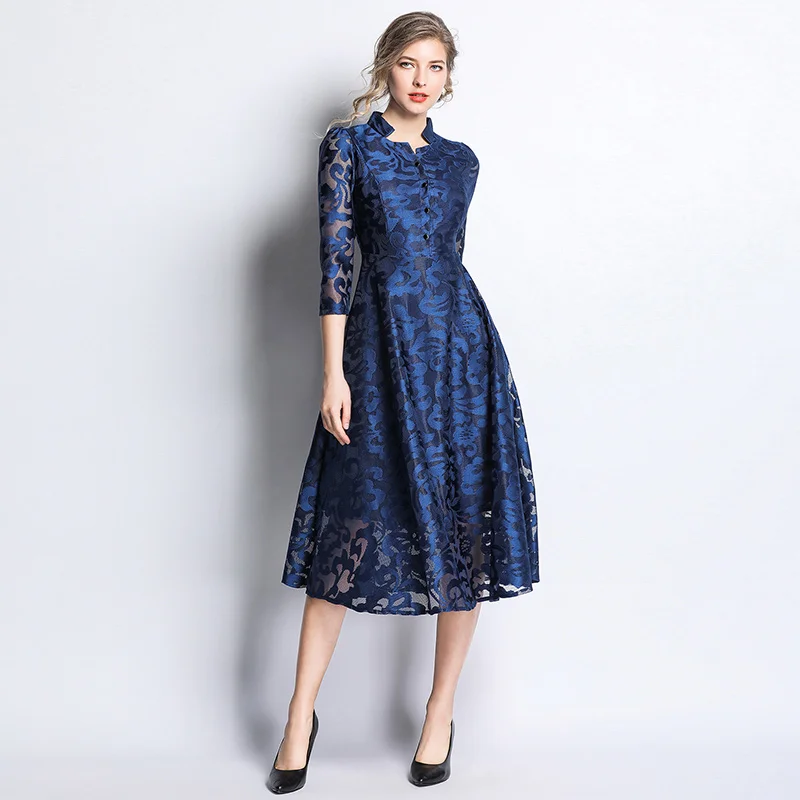 Новое Элегантное Ретро Кружевное платье vestidos mujer Verano 2020 весеннее женское миди для