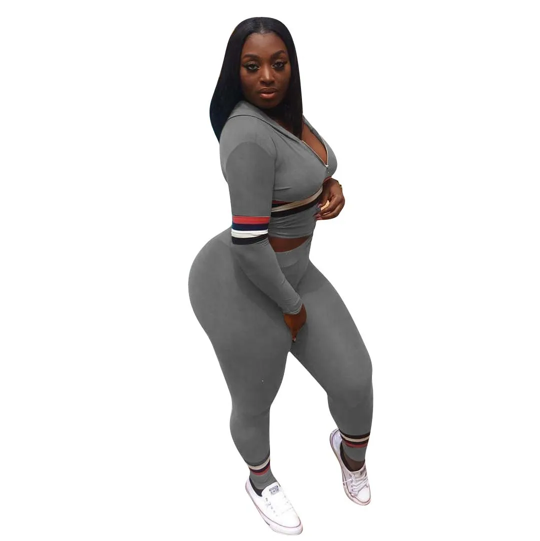 

Luxury Fashion European and American Women's Casual Sexy Stitching Sports Suit Two-Piece Set