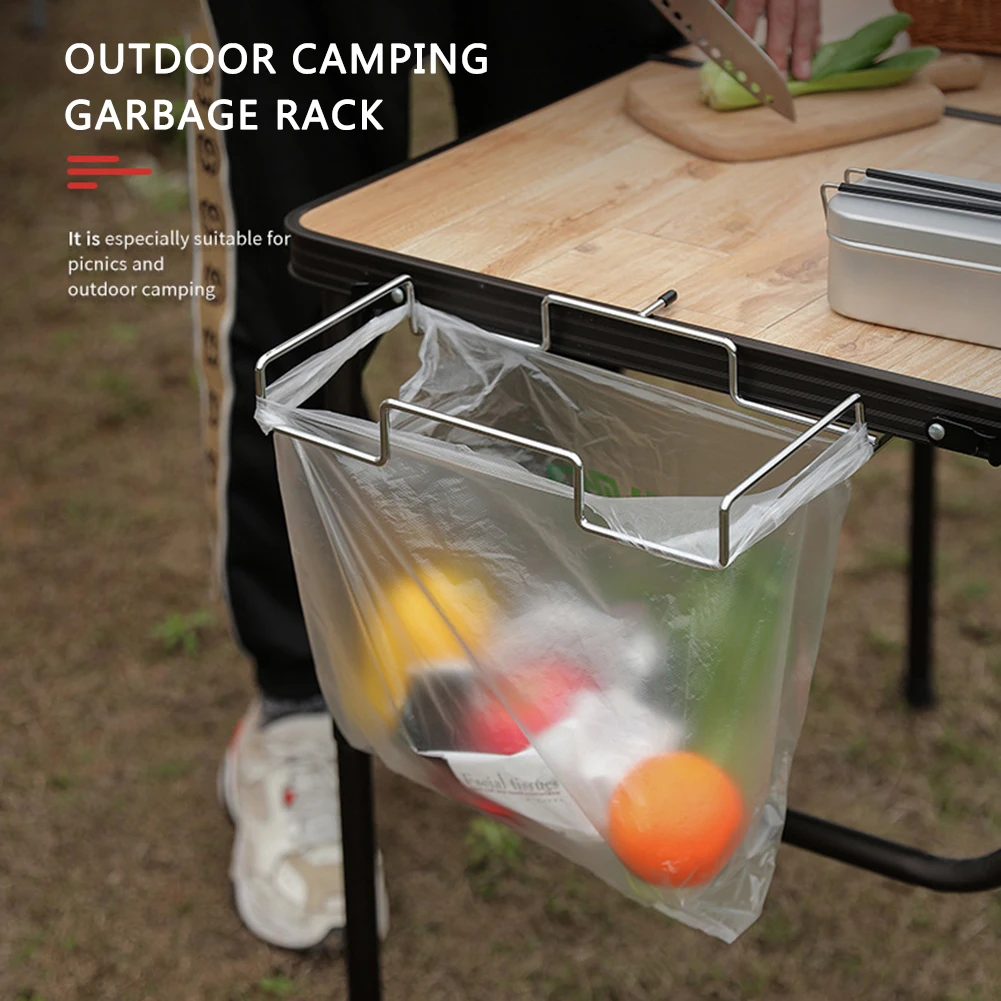 

Outdoor Camping Picnic Trash Bag Holder Portable Stainless Steel Kitchen Household Garbage Hanging Storage Rack Stand
