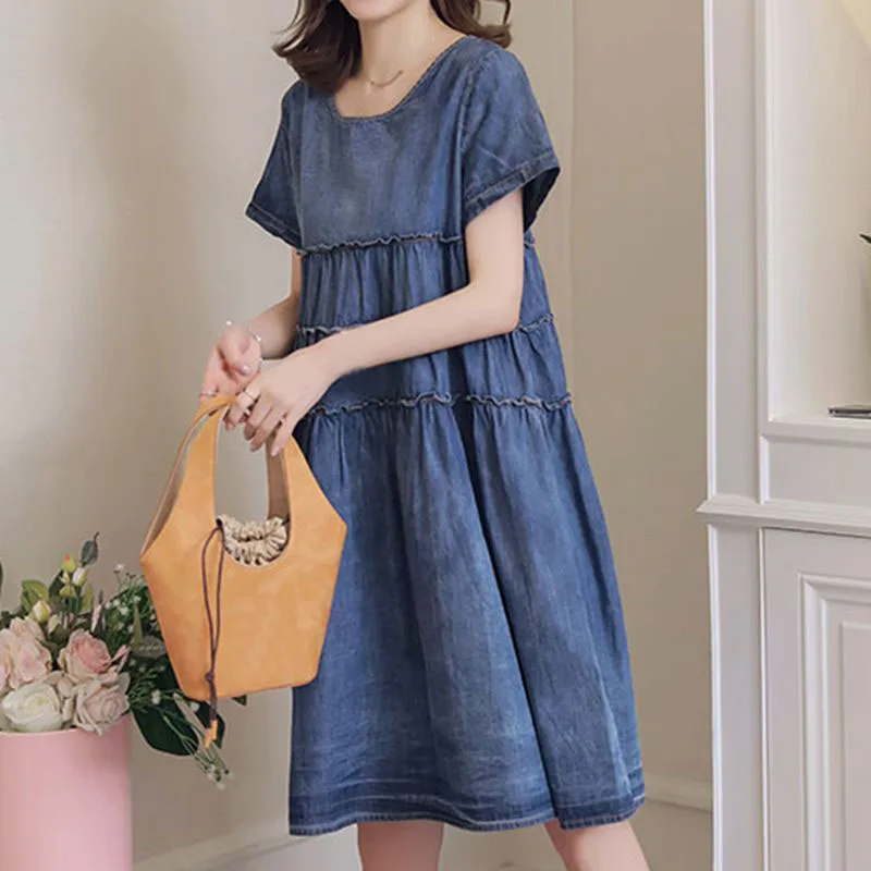 Платье для беременных Платья размера плюс женское платье свободное джинсовое