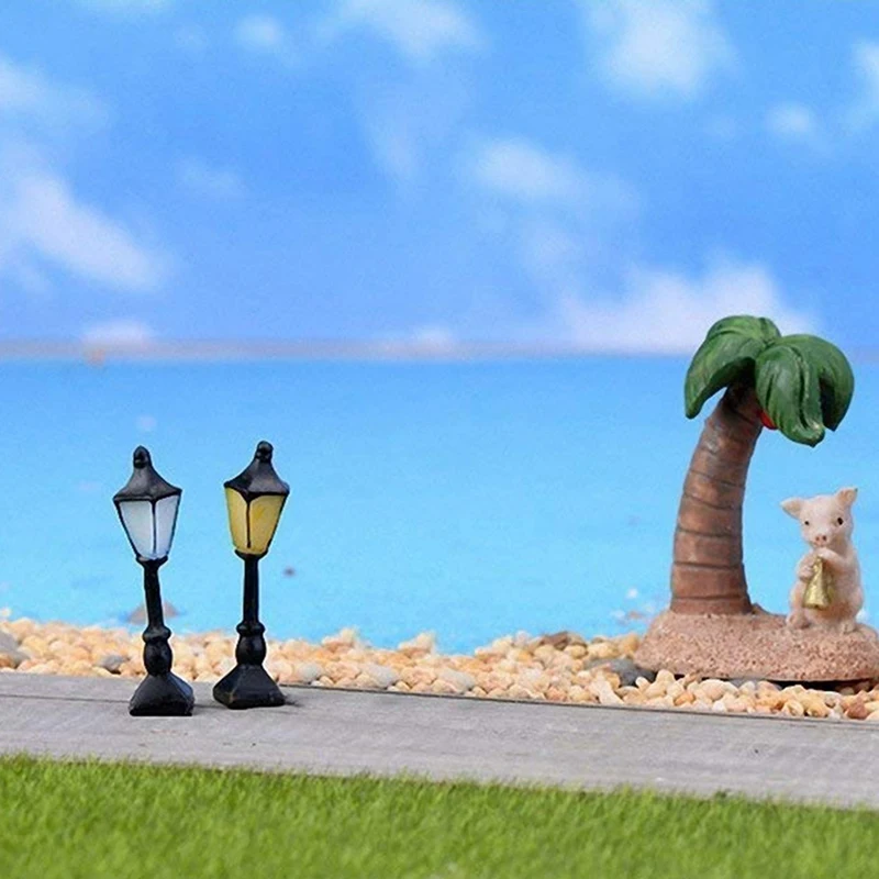 

Miniature Fairy Garden Streetlight Streetlamp with Nordic Simple Wine Glass Wrought Iron Snack Storage Basket