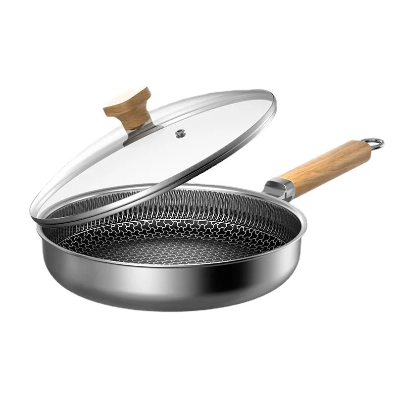 

26cm Stainless Frying Pan Non-Stick Cooking Pot Steak Omelette Pan Gas Induction Cooker Utensilios De Cocina Cooking Utensils