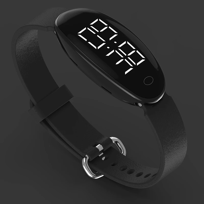 Новинка женские модные цифровые часы черный светодиодный кожа высокого качества