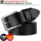 Мужской ремень из натуральной кожи шириной 3,8 см, ремень с пряжкой из коровьей кожи второго слоя, удлиненный ремень с пряжкой из сплава длиной 145 см