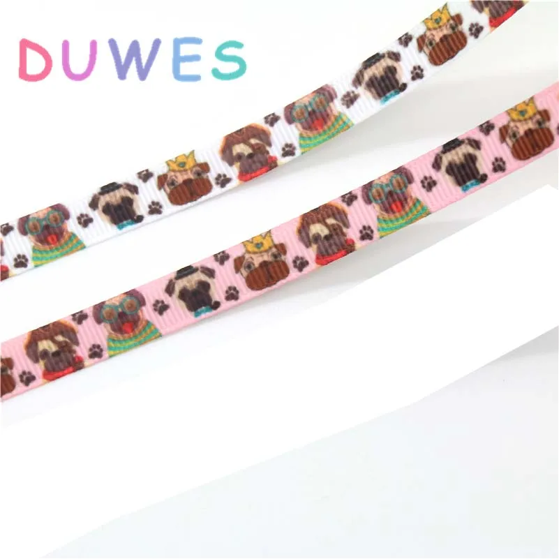 

DUWES 3/8'' 50yards dogs spider Printed Grosgrain Ribbon Accessory hairbow headwear DIY decoration OEM 9mm D1085