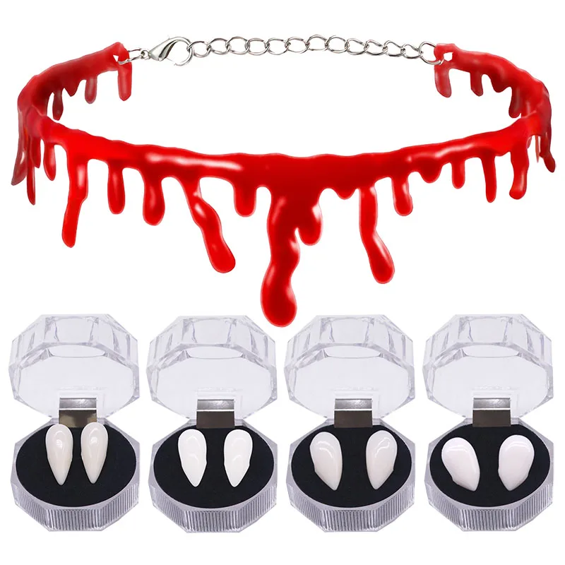Модное ожерелье-чокер с кровью женские ожерелья-чокеры подарок на Хэллоуин клыки