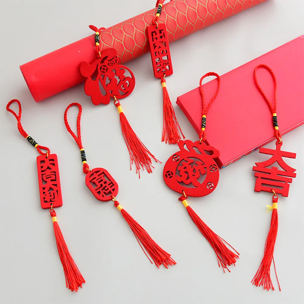 

Spring Festival Lucky Hanging Ornaments Tree Pendent Red Chinese Knot New Year Decorations 2022 Tiger Firecrackers Home Decor