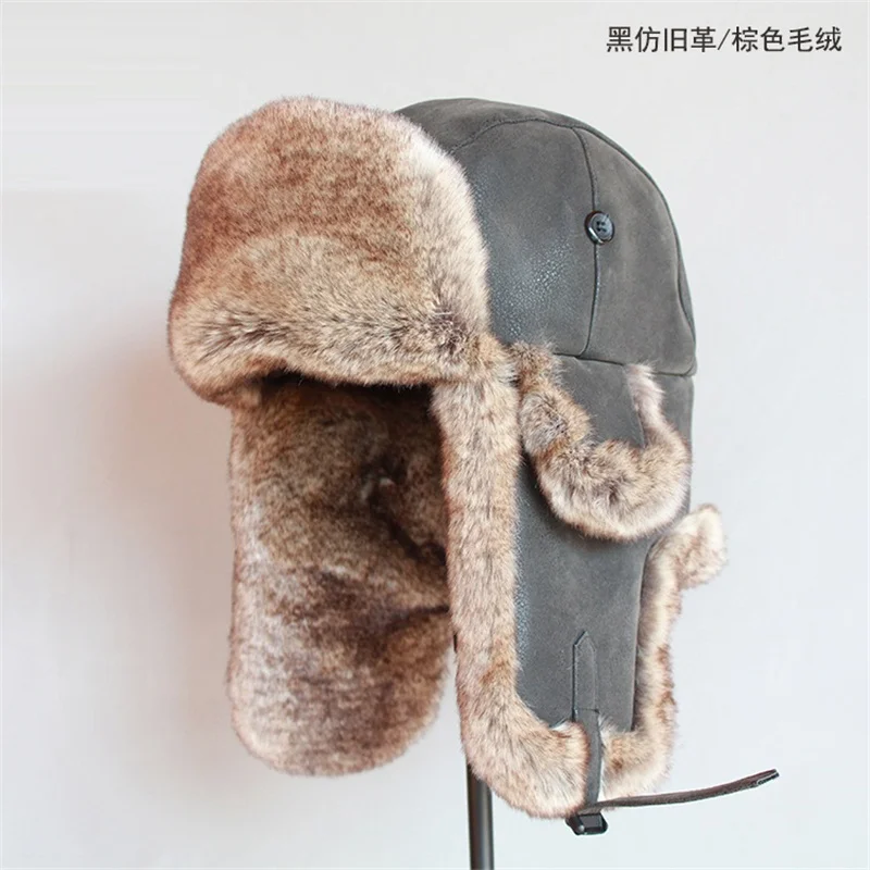 Bomber Hat Man Winter Outdoor Warm Thicken Cap Adult Male Windproof Ear Protection Plus Velvet Fashion Korean Earflap Hats B8480
