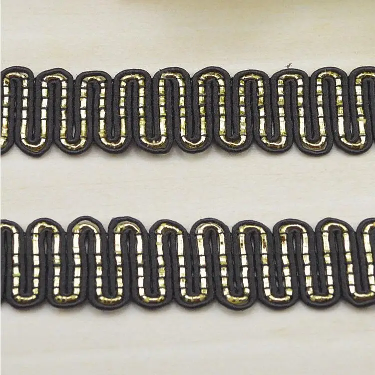 10 метров элегантная S образная кружевная косичка Золотая аппликация Черная