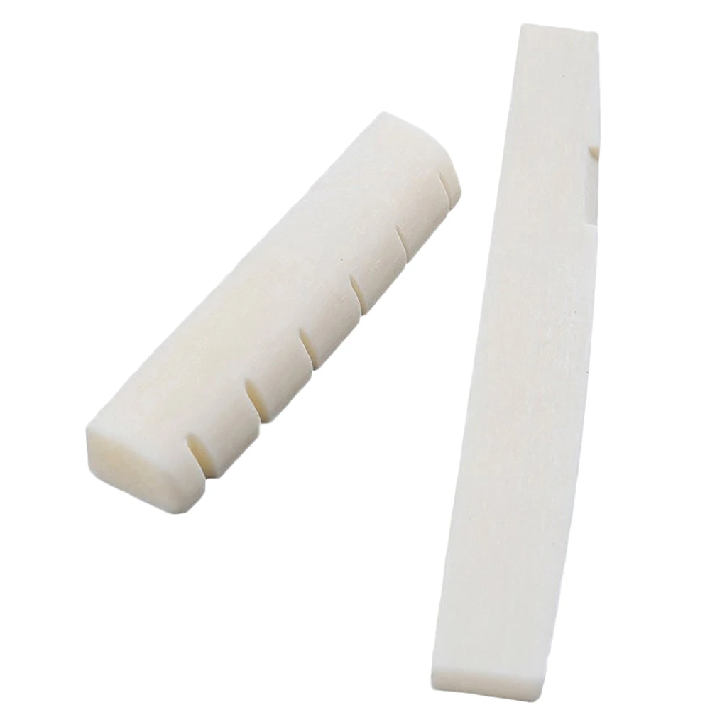 

2 Sets Of Slotted Bridge Saddle And Nut For 6 Strings Acoustic Guitar
