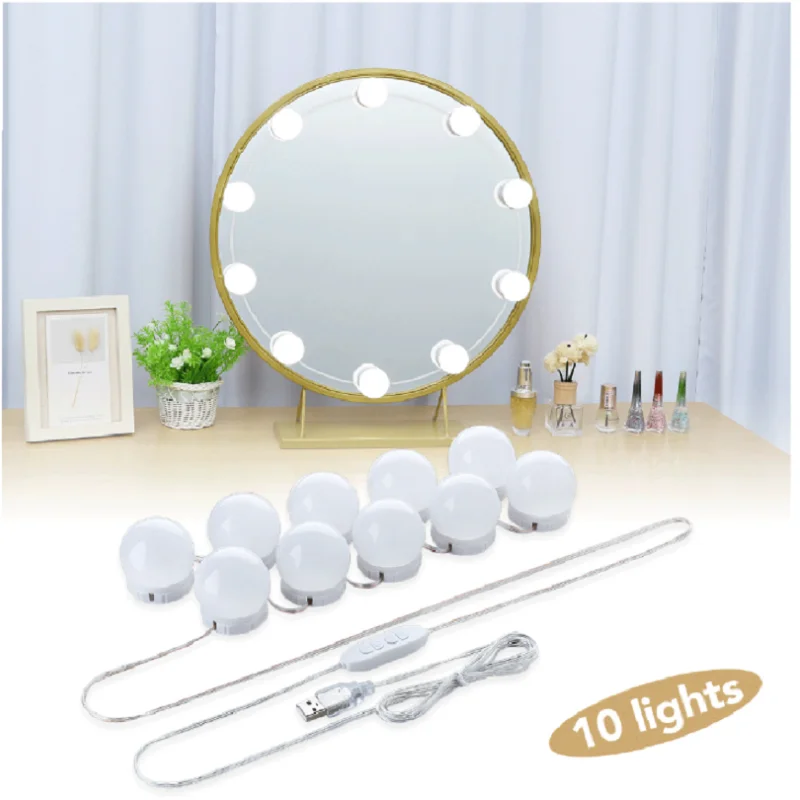 

Led Bulb Mirror Lamp Paste Type Ten Pack Fill-In Light Room Lighting Dresser Supplies Hide Routing 5V Usb Personalized Gift 2022