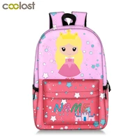 customize kids name backpack for teenager girls children school bags cartoon princess mermaid print backpack bookbag gift
