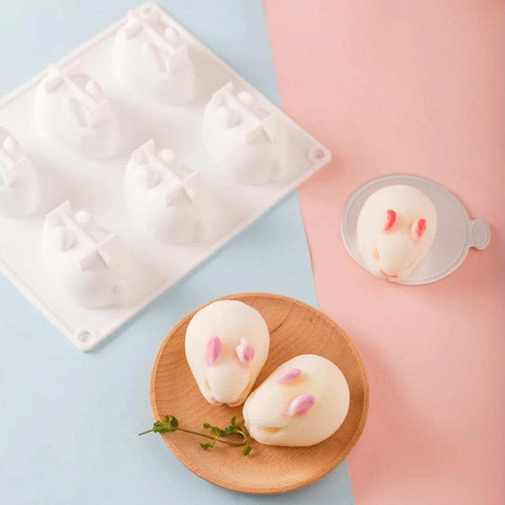 6 силиконовая форма с отверстиями 3D для торта в форме кролика формы мусса десерта
