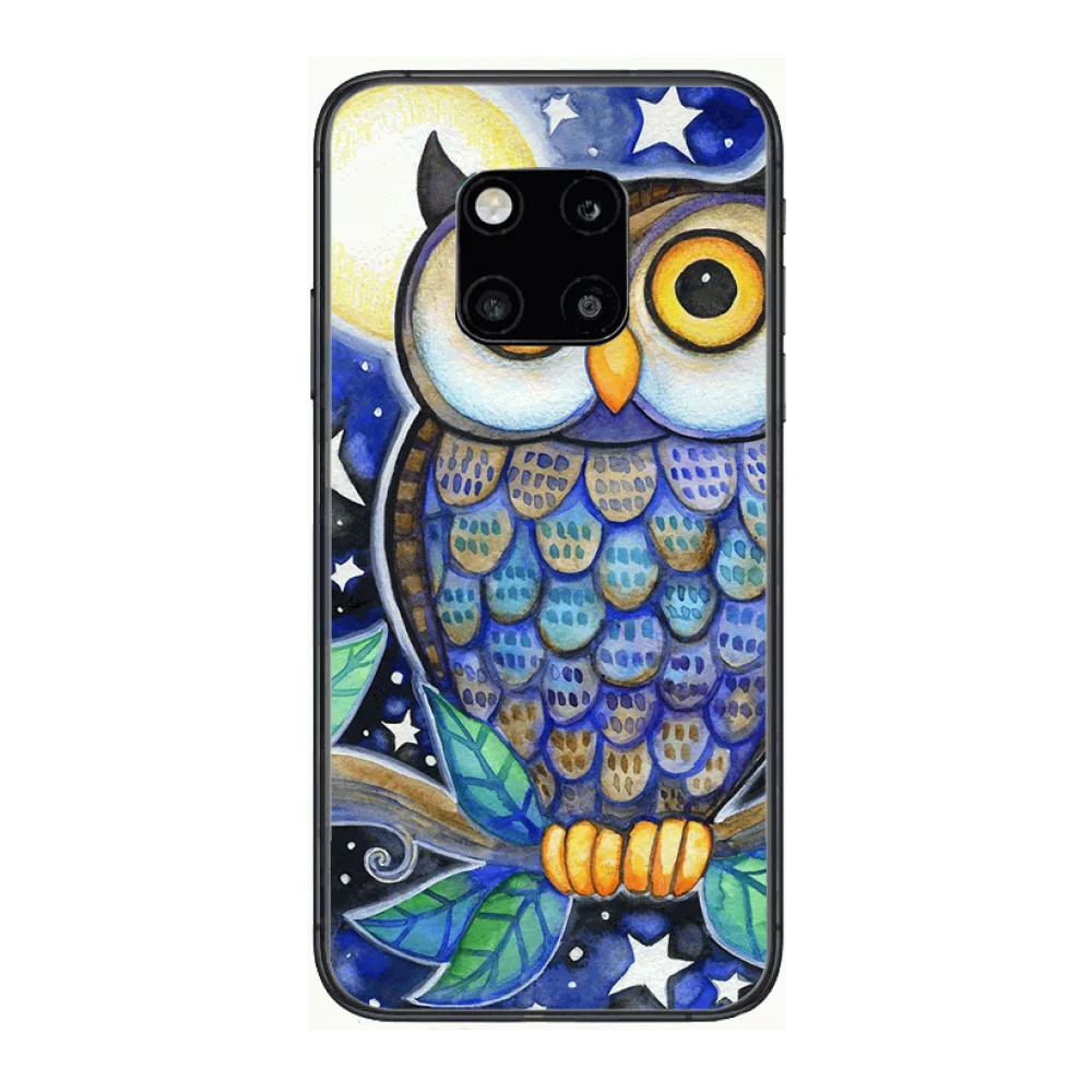 

Fashion owl Phone Case For Huawei mate 30 10 20 40 Lite Smart Z Pro Black Etui 3D Coque Painting Hoesjes case