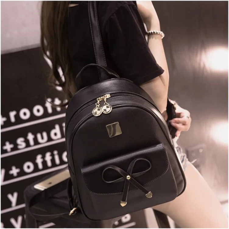 2020 рюкзаки с бантом для девочек Черный Повседневный Модный японский корейский