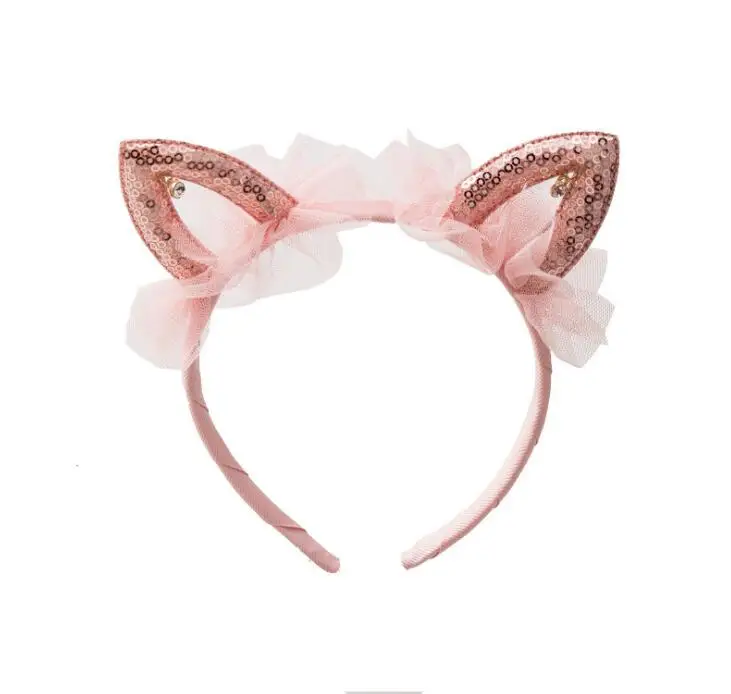 Новый детский кружевной обруч с котом для девочек розовый фиолетовый наголовный
