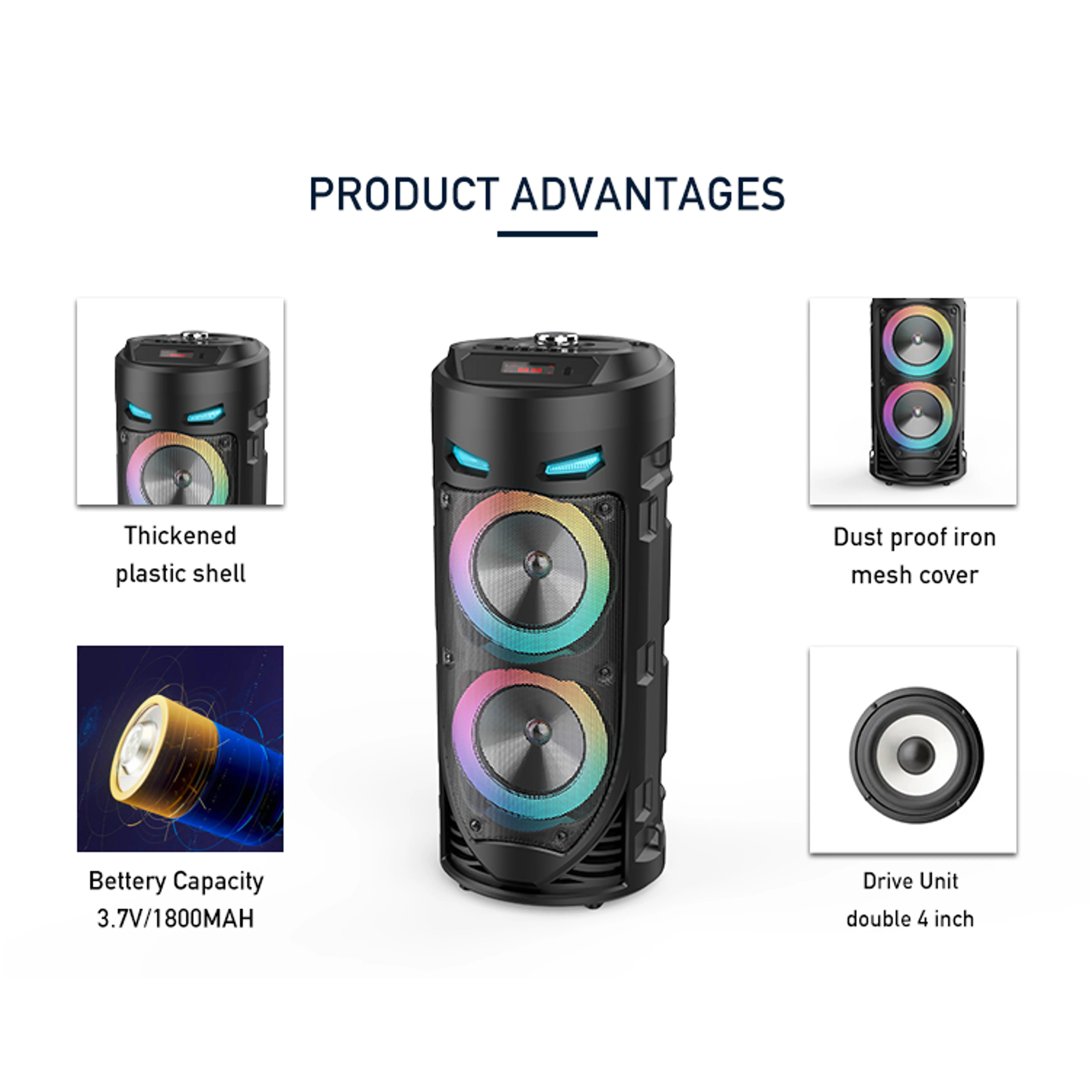 Outdoor Large Square Dance Bluetooth Speaker Box Portable KTV Soundbox Column Wireless Subwoofer LED Light Music Center Soundbar |