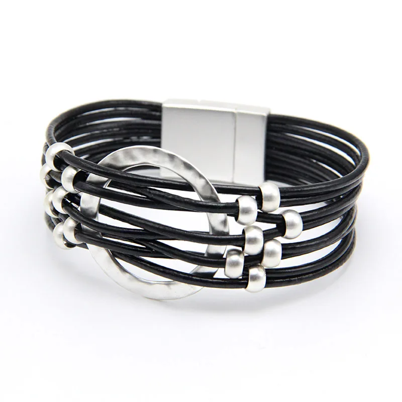 Новинка 2020 кожаный браслет для женщин и мужчин многослойный с магнитной