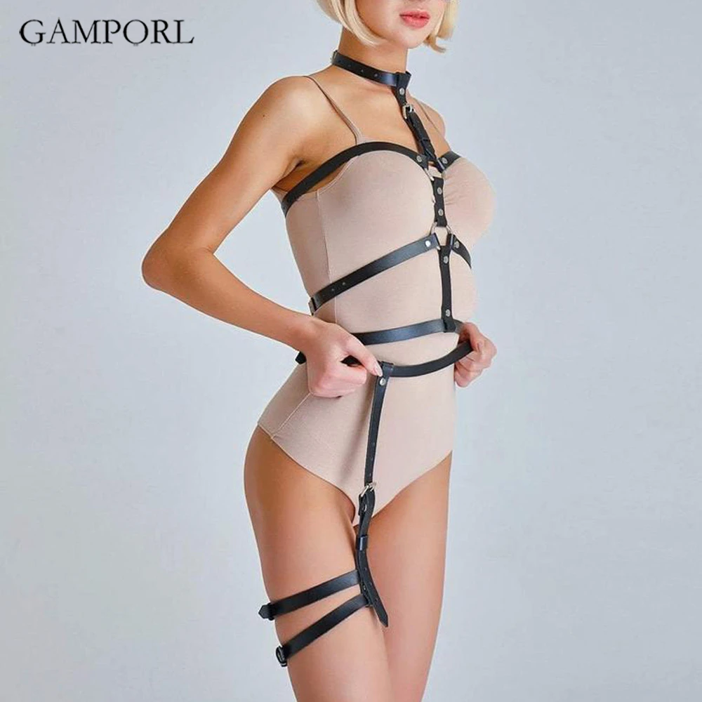 GAMPORL женский Комплект подвязок из 2 предметов ремни с бюстгальтером кожи