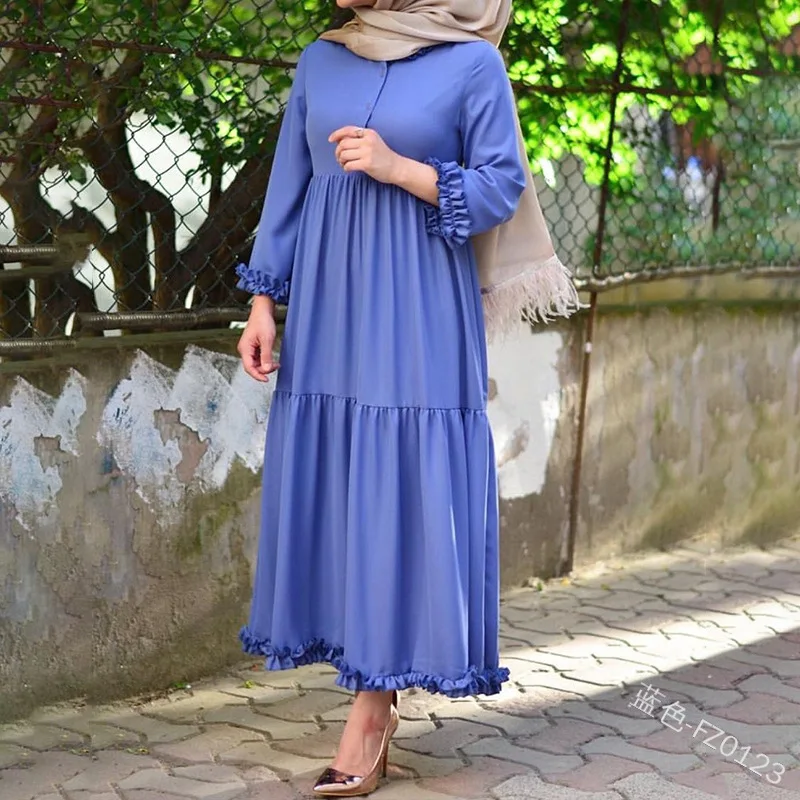 

Eid Ruffles Pleated Abaya Turkey Muslim Hijab Dress Ramadan Moroccan Kaftan Dubai Islamic Clothing African Dresses Women Robe