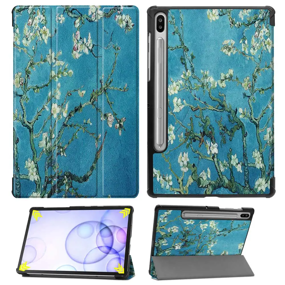 Apricot flower Кожаный смарт-чехол для samsung Galaxy Tab S6 10,5 SM-T860 SM-T865 10," чехол с принтом для планшета - Цвет: Apricot flower