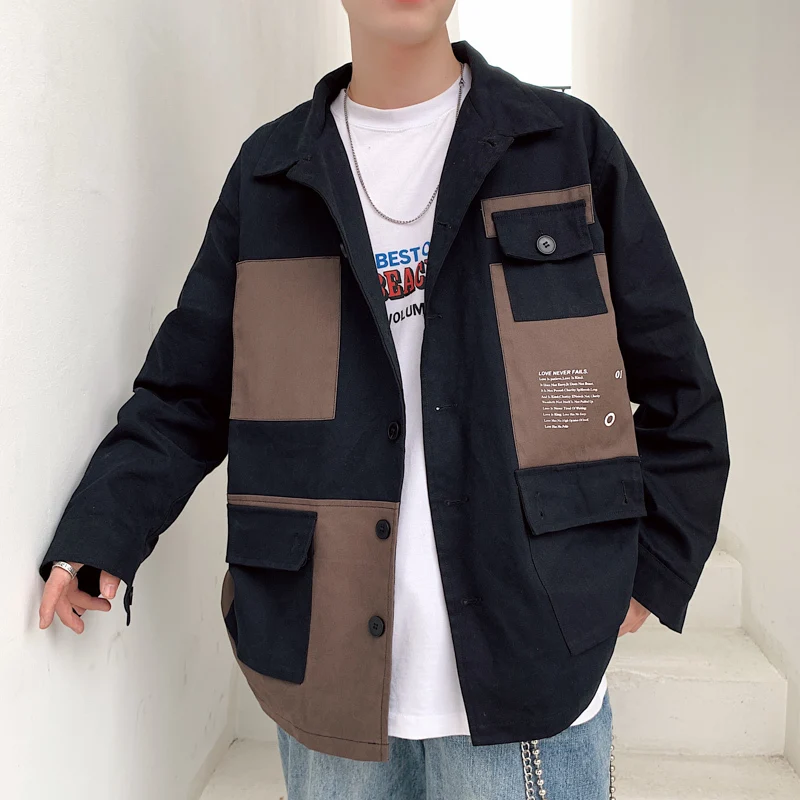 

New Autumn Student Leisure Time Work Cotton Clothes bomber Jacket Schoolboy Loose Coat windbreaker Thin Japan Style Black