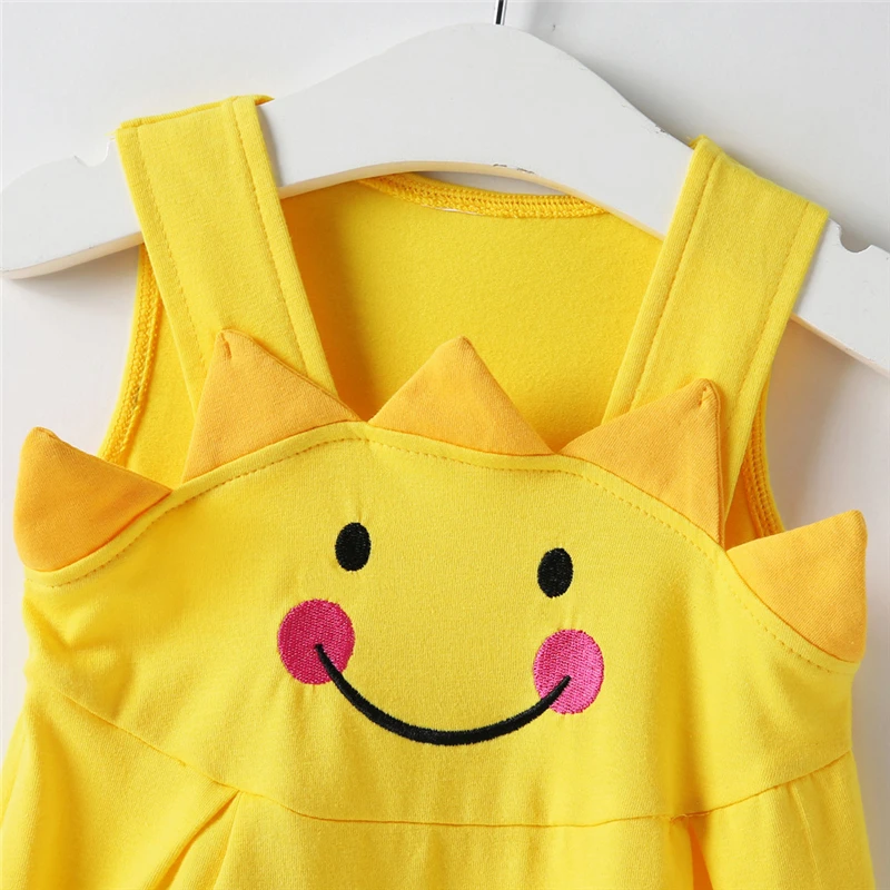 SINGBAIL Toddler Baby Girls Smile Emoticon Weather Rain Day Print Sleeveless Cartoon Sun Cloud Pocket 3D Dress Clothes New | Детская