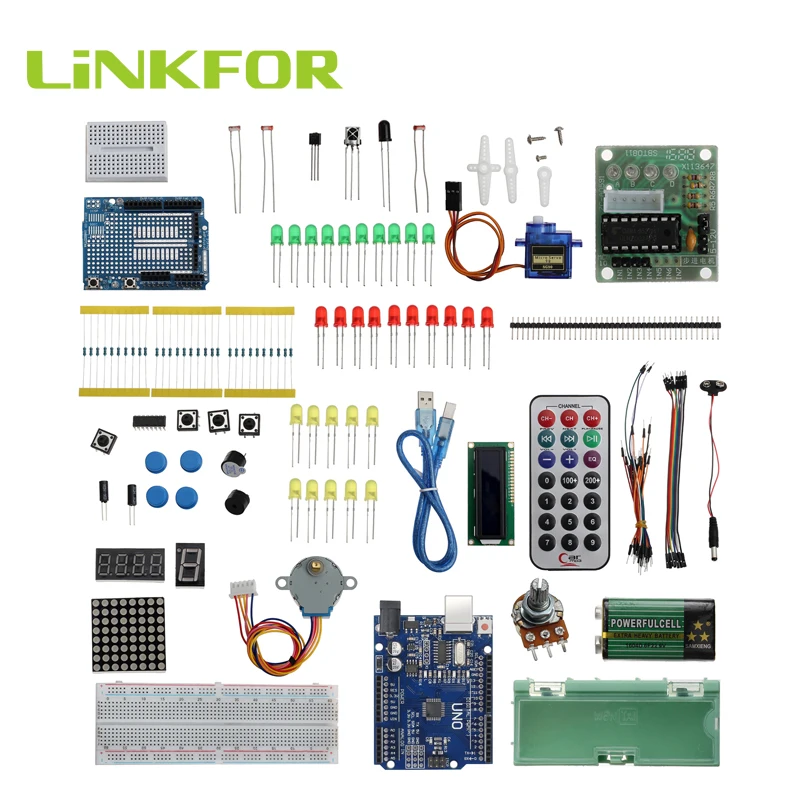 

LiNKFOR 96 in1 Set Lab Project For UNO R3 1602 LCD Starter Kit for Arduino Nano Mega 2560 WZ Upgraded Advanced Version Starter
