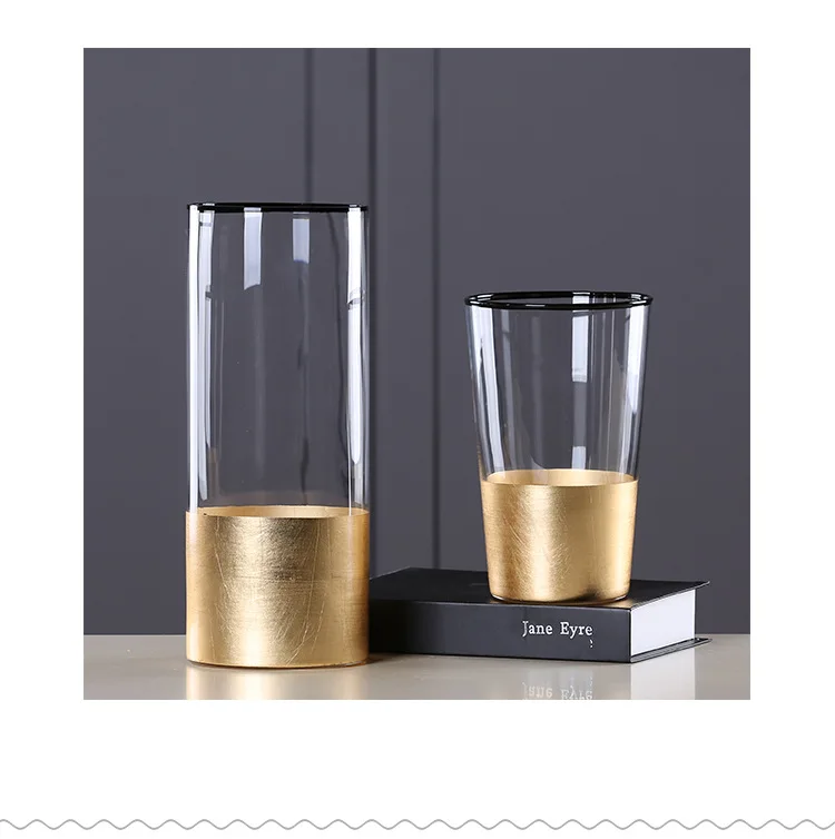 European Retro Glass Vase Metal Alloy Gold Modern Table Creative Home Decorative Artificial Flower Bottle for Wedding | Дом и сад