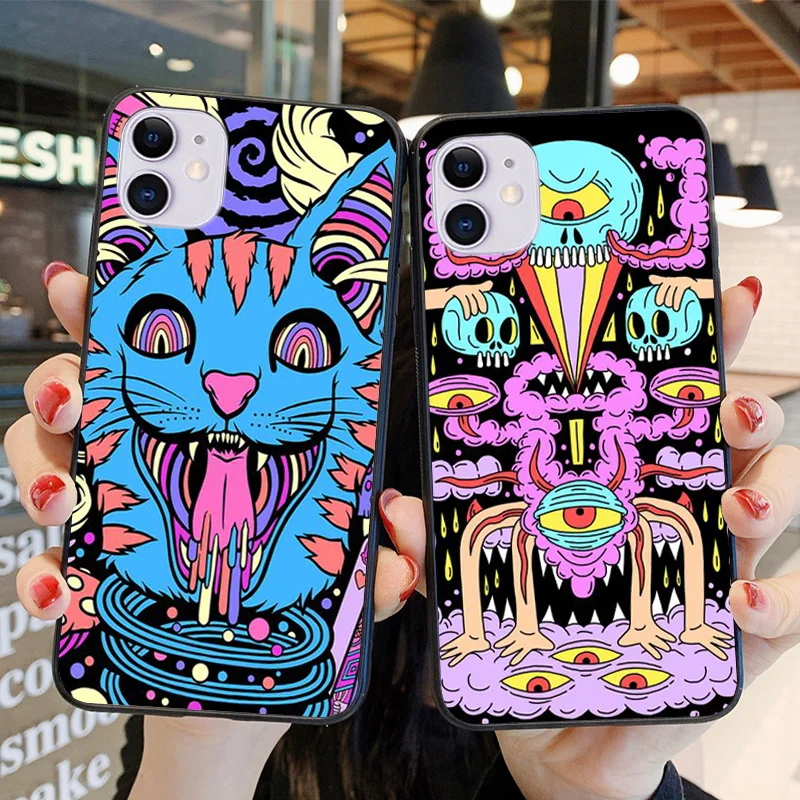 

Apple iPhone 11 12 Pro Max XR 7 8 Plus SE 2020 X XS 6 6S Silicone Soft Shell Phone Case Shell Colorful Psychedelic Capsule