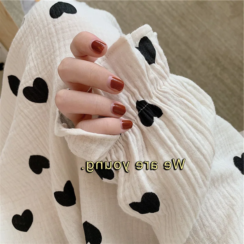 Spring Autumn New Nightdress Women's Korean Cotton Nightgown Baby Collar Mid-Calf Nightwear Home Clothes Sleepwear Night Dress
