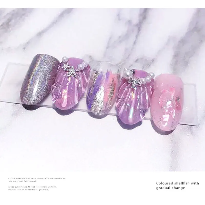 3D Ногти розовые фиолетовые ракушки художественные украшения смешанные размеры