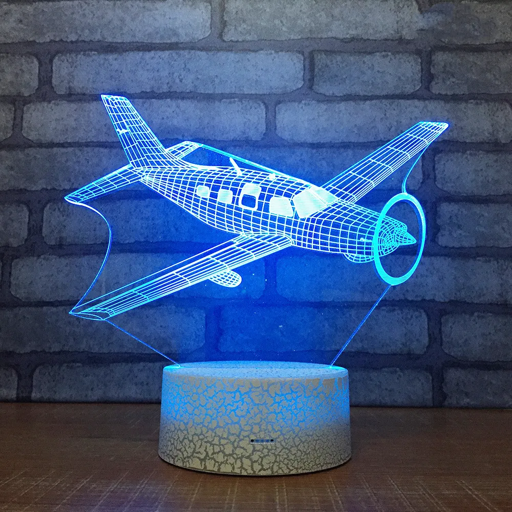 Авиационный вентилятор самолет 7 цветов лампа 3D светодиодные ночники для детей сенсорный USB настольная лампа для сна ночник Aircarft - Испускаемый цвет: 7 Colors Changeable