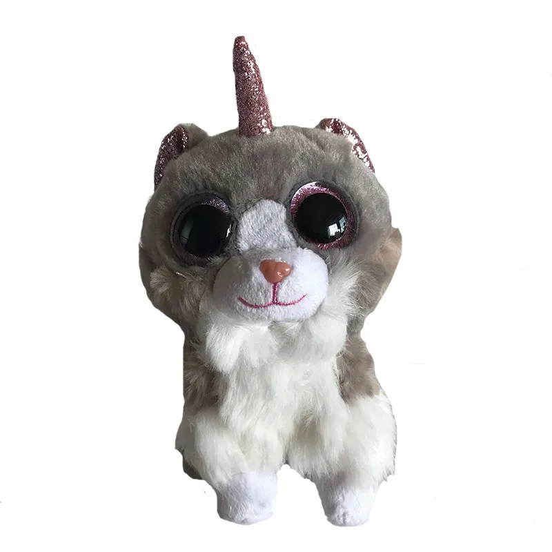 

New Ty Beanie Boos Big Eyes 6''15CM One-Horned Chubby Cat Plushie Cute Doll Decor Toys Boy Girl Child Birthday Christmas Gift