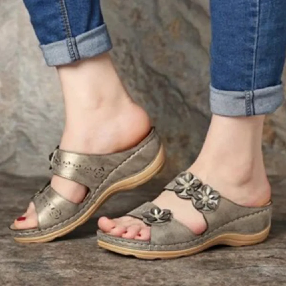 Кожаные женские шлепанцы Мягкие Шлепанцы на толстой подошве с открытым носком