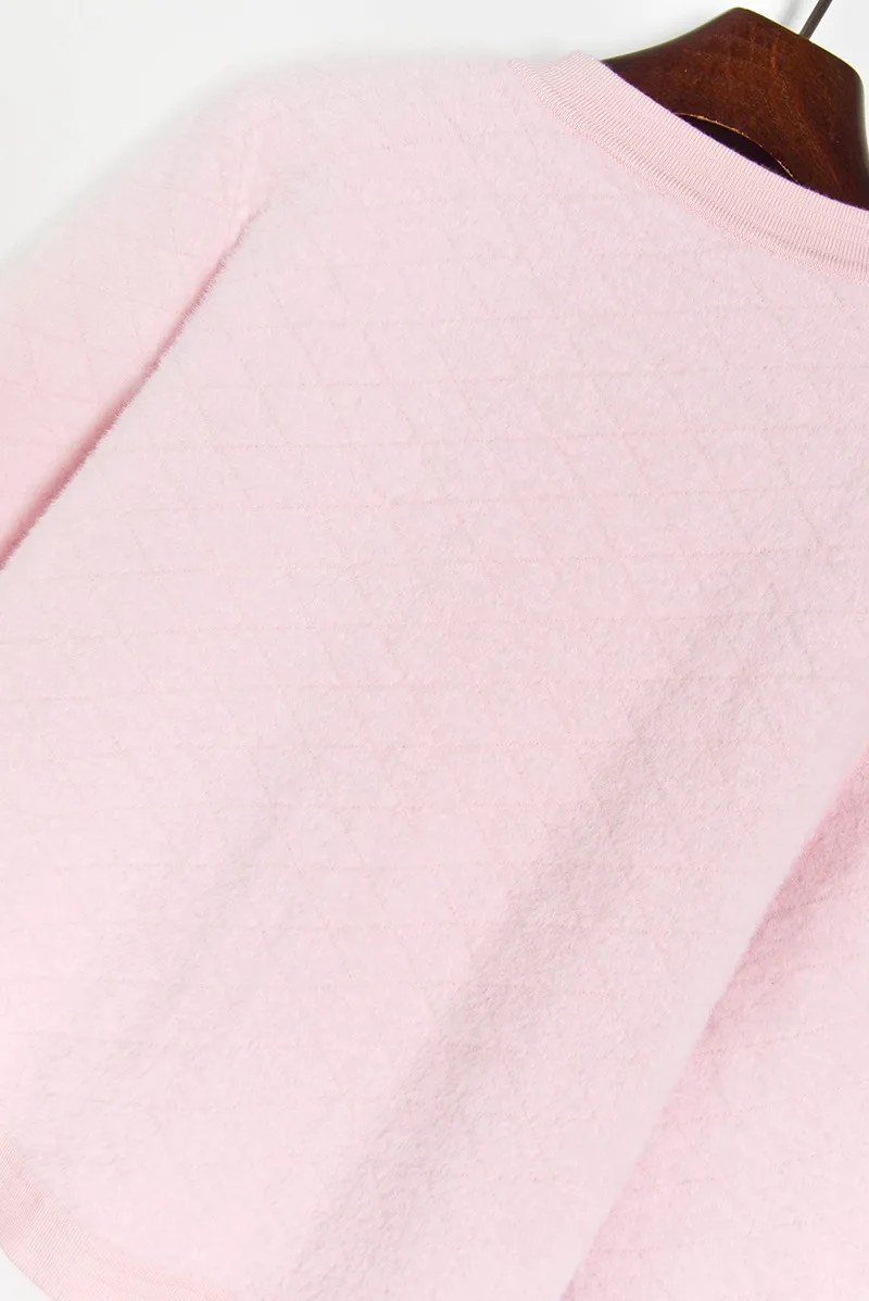 

Runway Designer Women Short Cardigan Knitted Sweater Autumn Winter O neck Jumper Cardigans Casual Faux Mink Streetwear Coat