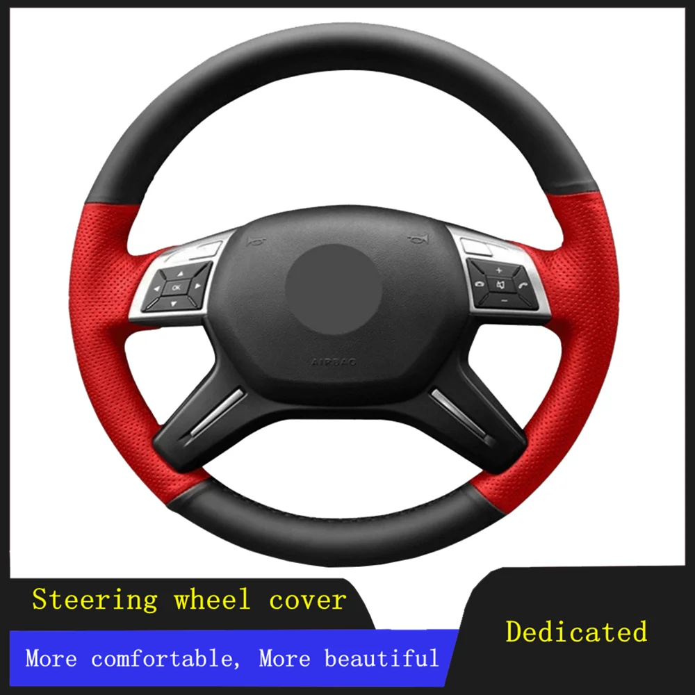 

Car Steering Wheel Cover Braid Wearable Genuine Leather For For Mercedes Benz C180 C200 C260 E200 E260 ML320 ML360 ML400