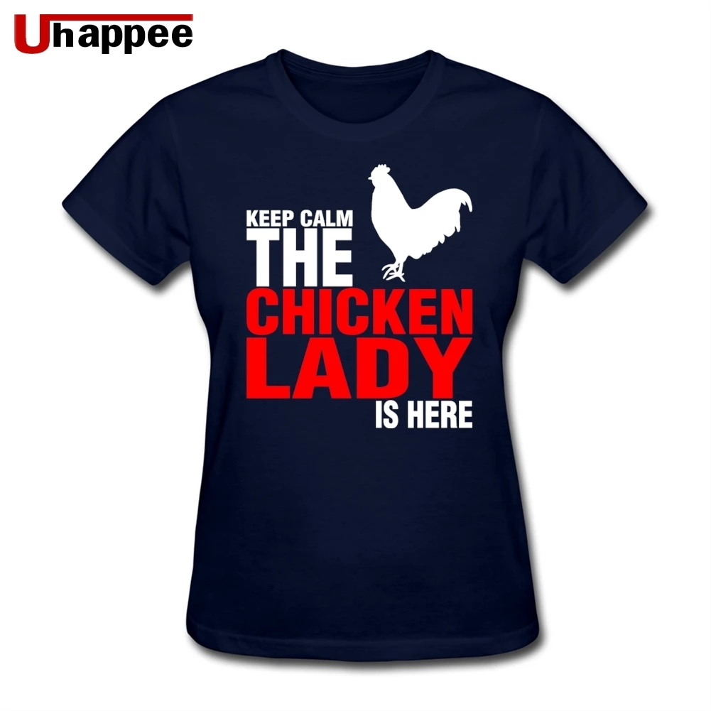 Keep Calm The Chicken Lady Is Here футболка женская дизайнерская белая с коротким рукавом на
