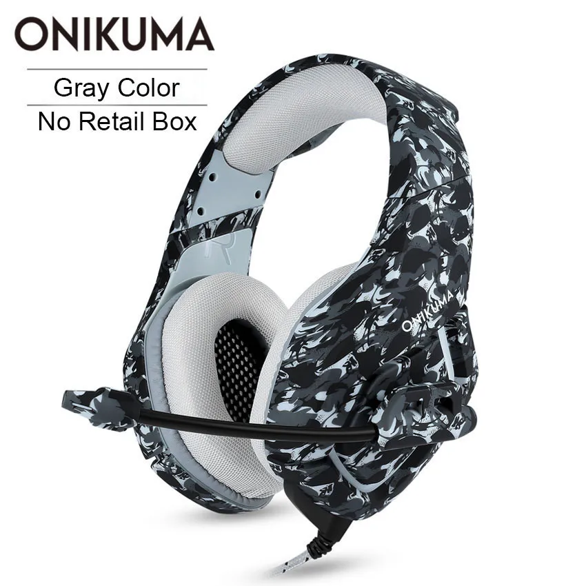 Gray Camo No Box ONIKUMA K1 PS4 гарнитура игровые наушники стерео шлем для IPad мобильного телефона Xbox One с микрофоном PC Gamer Bass Наушники - Цвет: Gray Camo No Box