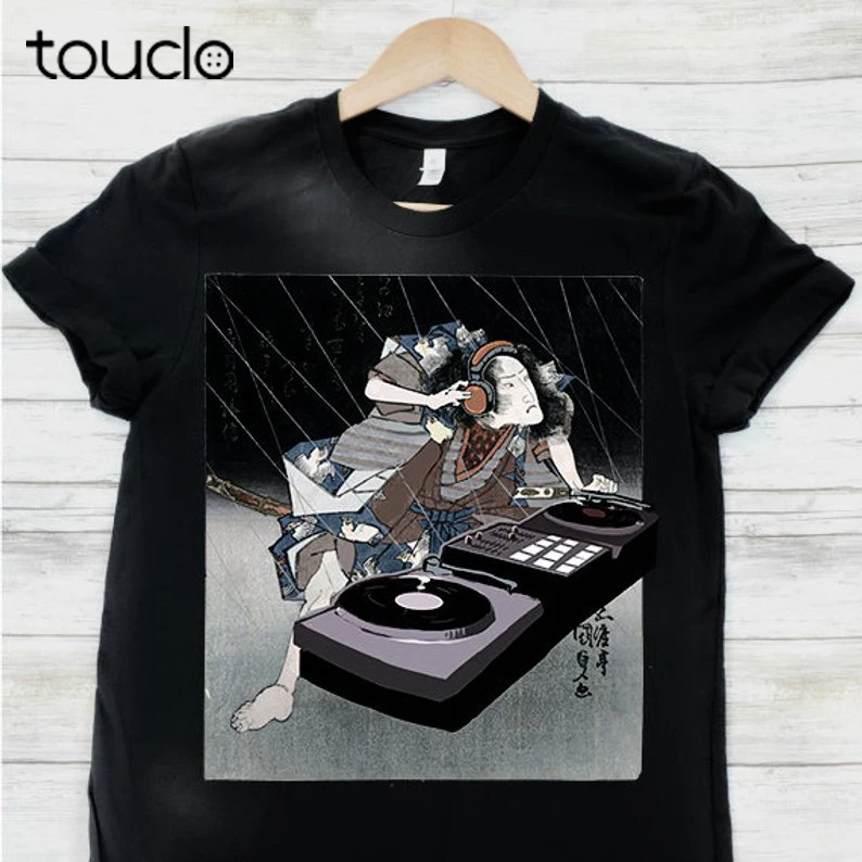 

Samurai Dj Shirt Deejay Shirt Funny Dj Tees Homme 2019 New Print T Shirt Mens Short Sleeve Hot Band T Shirts