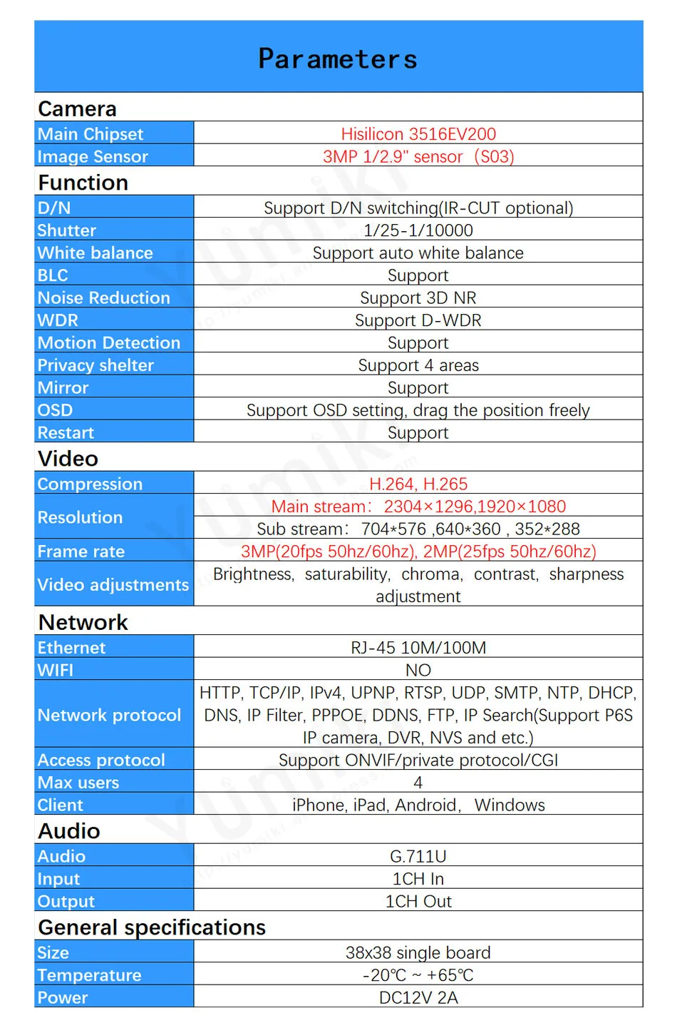 H.265/H.264 3MP Hi3516EV200+ S03 1/2. " плата модуля ip-камеры с низким освещением ONVIF P6Spro P2P облачная Мобильная система наблюдения