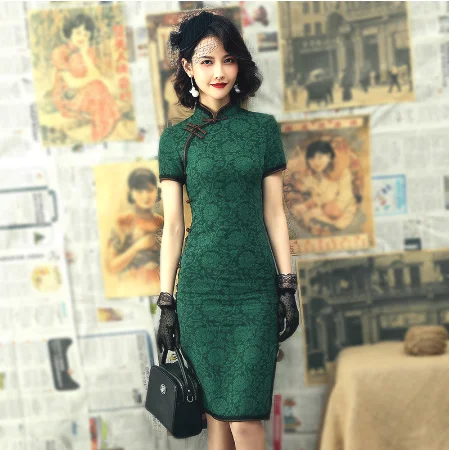 Кружевное платье-Ципао 2020 кружевное винтажное платье облегающее с пионами