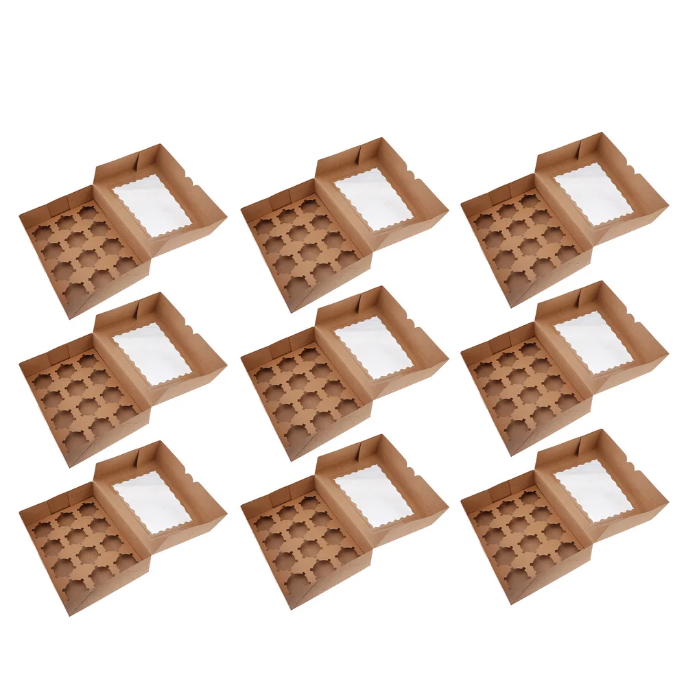 

10Pcs Cake Packing Boxes Cupcake Holders with Windows (Assorted Color)