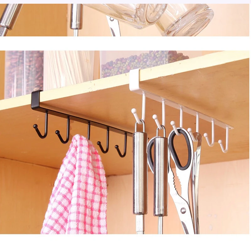 6 крючков металлический держатель для хранения кухни один ряд чашки вешалка на