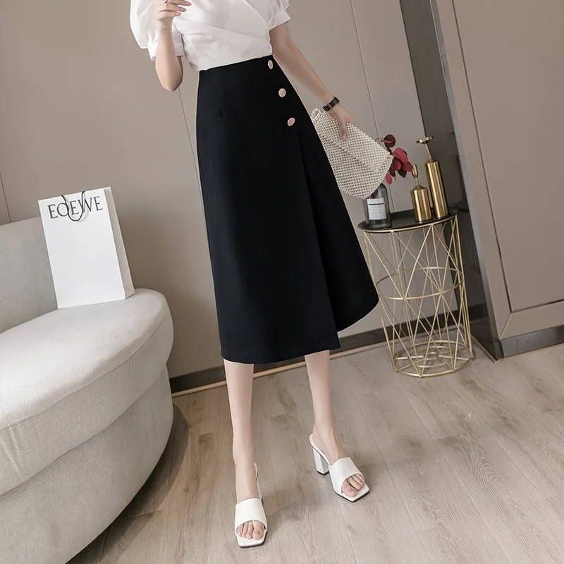 

Spring Clothes 2021 New Summer Elegant Mid-Length Irregular Skirt Women's High Waist Slimming A- Line Skirts Female Skirt Mujer