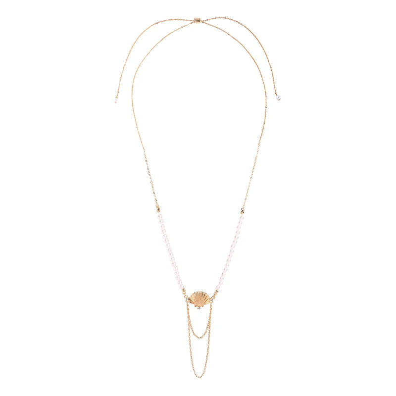 Простое дизайнерское ожерелье золотого цвета с регулируемой ракушкой для женщин