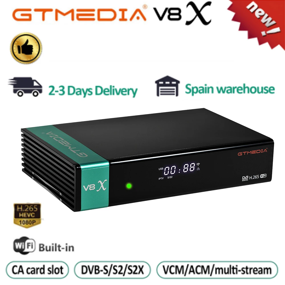 Новый Gtmedia V8X DVB S/S2 для спутникового ТВ приемника и встроенным модулем Wi Fi