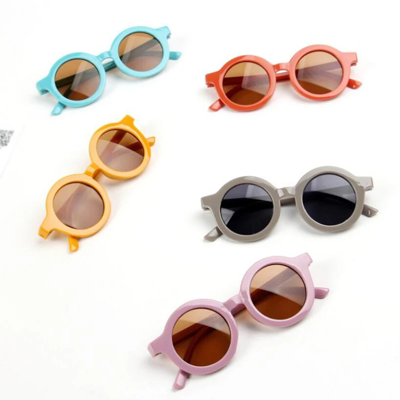 1 шт. винтажные разноцветные простые детские круглые солнцезащитные очки для