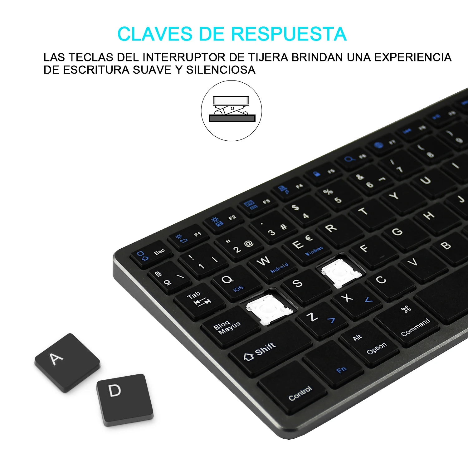 Zienstar Spanish Bluetooth Keyboard Rechargeable Wireless with Number Pad Full Size Design for Laptop PC Tablet Windows IOS | Компьютеры и